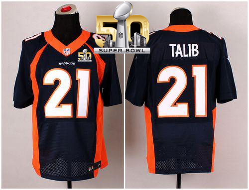 Nike Broncos #21 Aqib Talib Navy Blue Alternate Super Bowl 50 Men's Stitched NFL New Elite Jersey - Click Image to Close